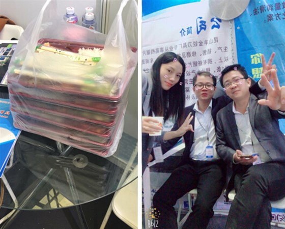 這是參展的鄧氏家人的午餐，順便還有家人出來賣萌!